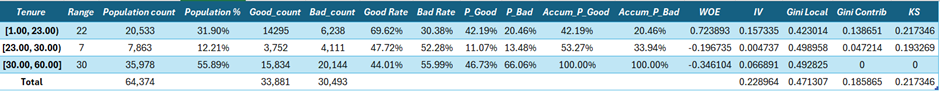 Tenure Analysis Table